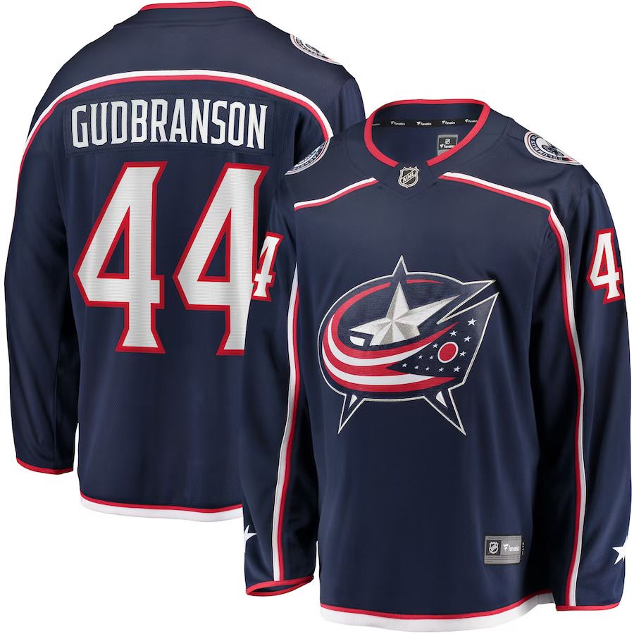 Men Columbus Blue Jackets 44 Erik Gudbranson Fanatics Branded Navy Home Breakaway Player NHL Jersey